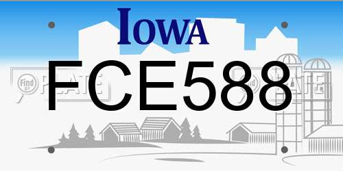 FCE588 Iowa License Plate