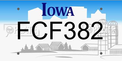 FCF382 Iowa License Plate