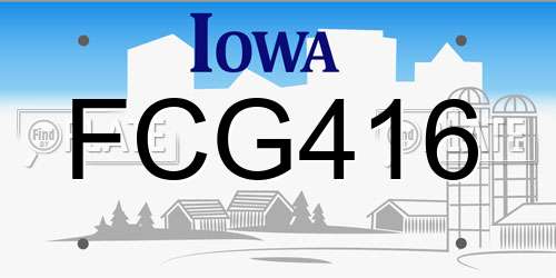 FCG416 Iowa License Plate