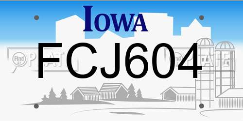 FCJ604 Iowa License Plate