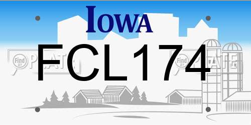 FCL174 Iowa License Plate