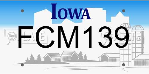 FCM139 Iowa License Plate
