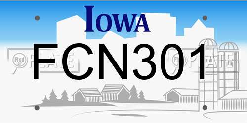FCN301 Iowa License Plate