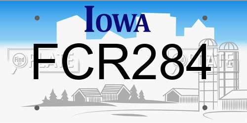 FCR284 Iowa License Plate