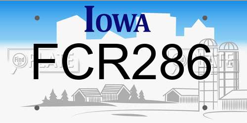 FCR286 Iowa License Plate