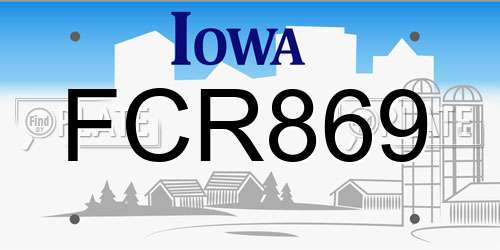 FCR869 Iowa License Plate