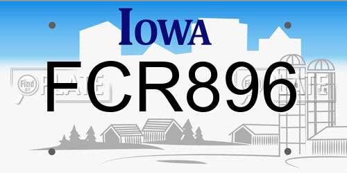 FCR896 Iowa License Plate
