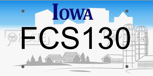 FCS130 Iowa License Plate