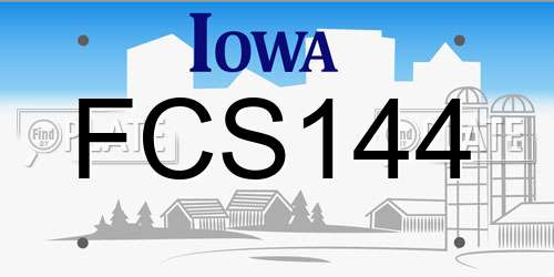 FCS144 Iowa License Plate