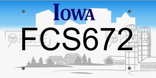 FCS672 Iowa License Plate