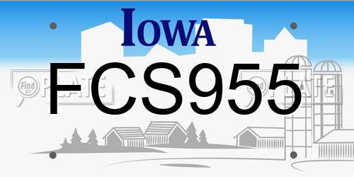 FCS955 Iowa License Plate