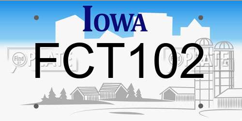 FCT102 Iowa License Plate