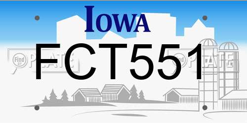 FCT551 Iowa License Plate