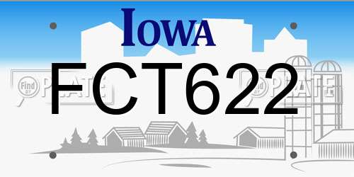 FCT622 Iowa License Plate