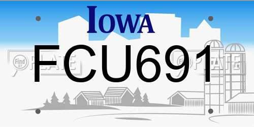 FCU691 Iowa License Plate