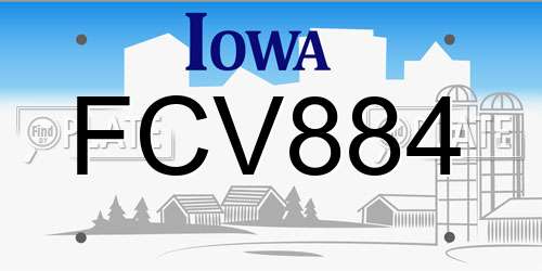 FCV884 Iowa License Plate