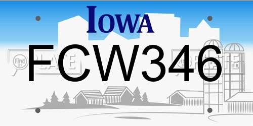 FCW346 Iowa License Plate