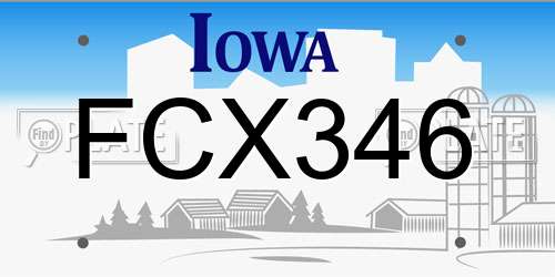 FCX346 Iowa License Plate