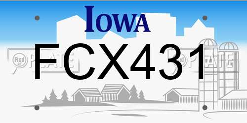FCX431 Iowa License Plate