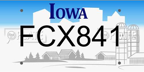 FCX841 Iowa License Plate