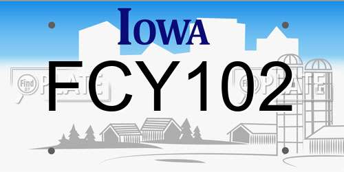 FCY102 Iowa License Plate