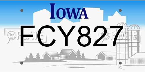 FCY827 Iowa License Plate
