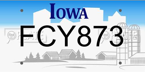 FCY873 Iowa License Plate