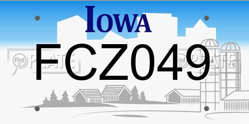 FCZ049 Iowa License Plate