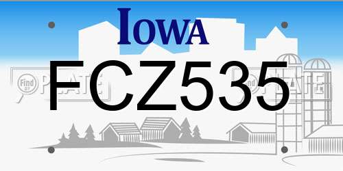 FCZ535 Iowa License Plate