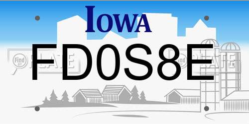 FD0S8E Iowa License Plate
