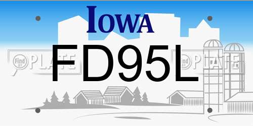 FD95L Iowa License Plate