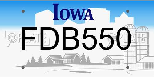 FDB550 Iowa License Plate