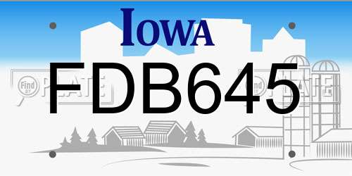 FDB645 Iowa License Plate