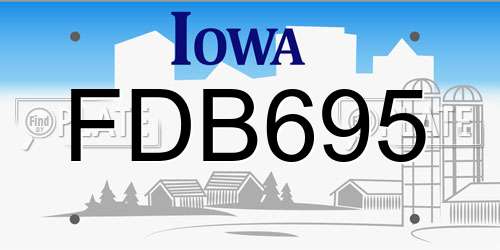 FDB695 Iowa License Plate