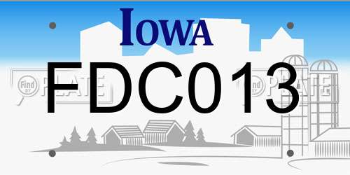 FDC013 Iowa License Plate