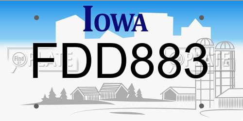 FDD883 Iowa License Plate
