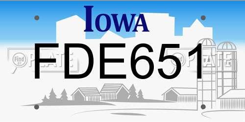FDE651 Iowa License Plate