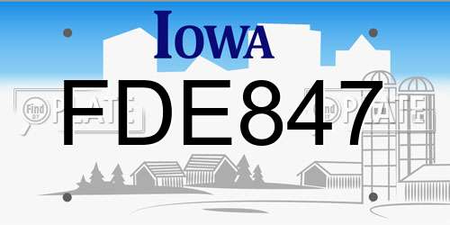 FDE847 Iowa License Plate