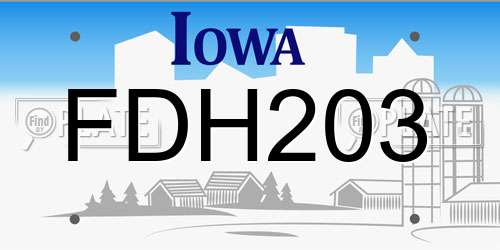FDH203 Iowa License Plate