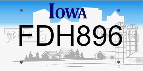 FDH896 Iowa License Plate