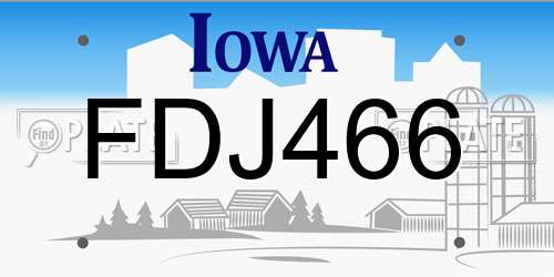 FDJ466 Iowa License Plate