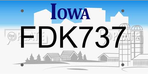 FDK737 Iowa License Plate