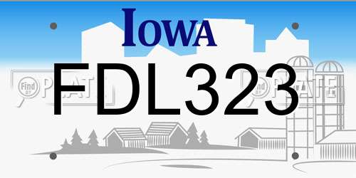 FDL323 Iowa License Plate