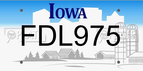FDL975 Iowa License Plate