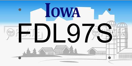 FDL97S Iowa License Plate