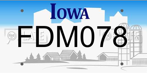 FDM078 Iowa License Plate
