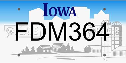 FDM364 Iowa License Plate