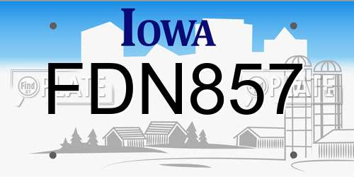 FDN857 Iowa License Plate