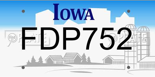 FDP752 Iowa License Plate