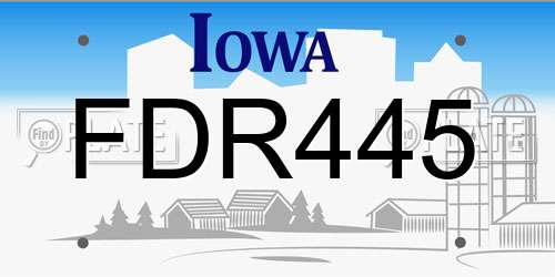FDR445 Iowa License Plate